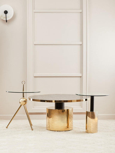Oria Clear Glass Top and Gold Base Side Table