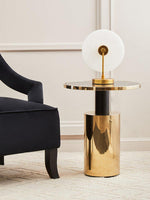 Oria Black Marble Effect Top and Gold Base Side Table