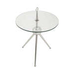Oria Clear Glass Stainless Steel Silver Frame Side Table