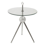 Oria Clear Glass Stainless Steel Silver Frame Side Table