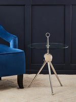 Oria Clear Glass Stainless Steel Silver Frame Side Table