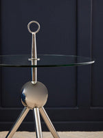 Oria Clear Glass Stainless Steel Silver Frame Side Table