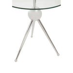 Oria Clear Glass Stainless Steel Silver Frame Side Table