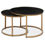 Varana Nest Of Two Black Marble Top Round Tables