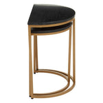 Varana Nest Of Two Half Moon Black Marble Top Tables