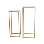 Mandoli Nest Of 2 White Marble Top Square Side Tables
