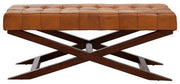 Inca Brown Leather Bench with Cedarwood Base