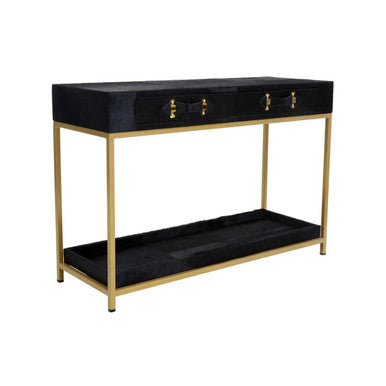 Kensington Townhouse Hair on Leather Two Drawer Console Table