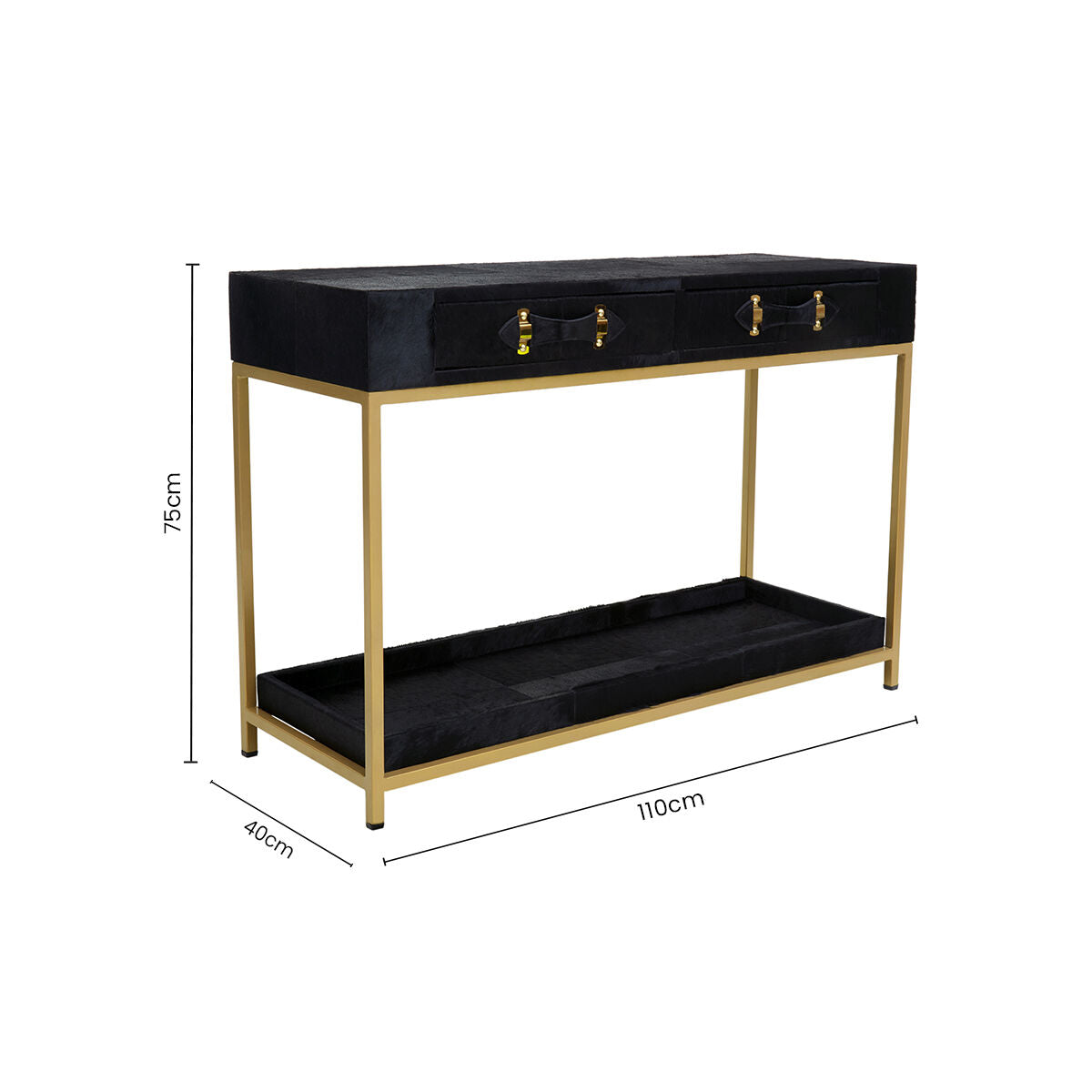 Kensington Townhouse Hair on Leather Two Drawer Console Table