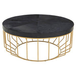 Kensington Townhouse Hair on Leather Round Coffee Table