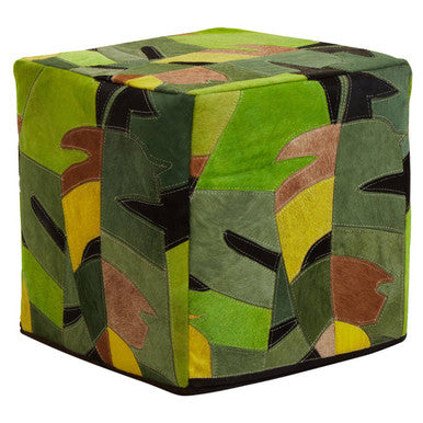Safira Botanical Leather Pouffe