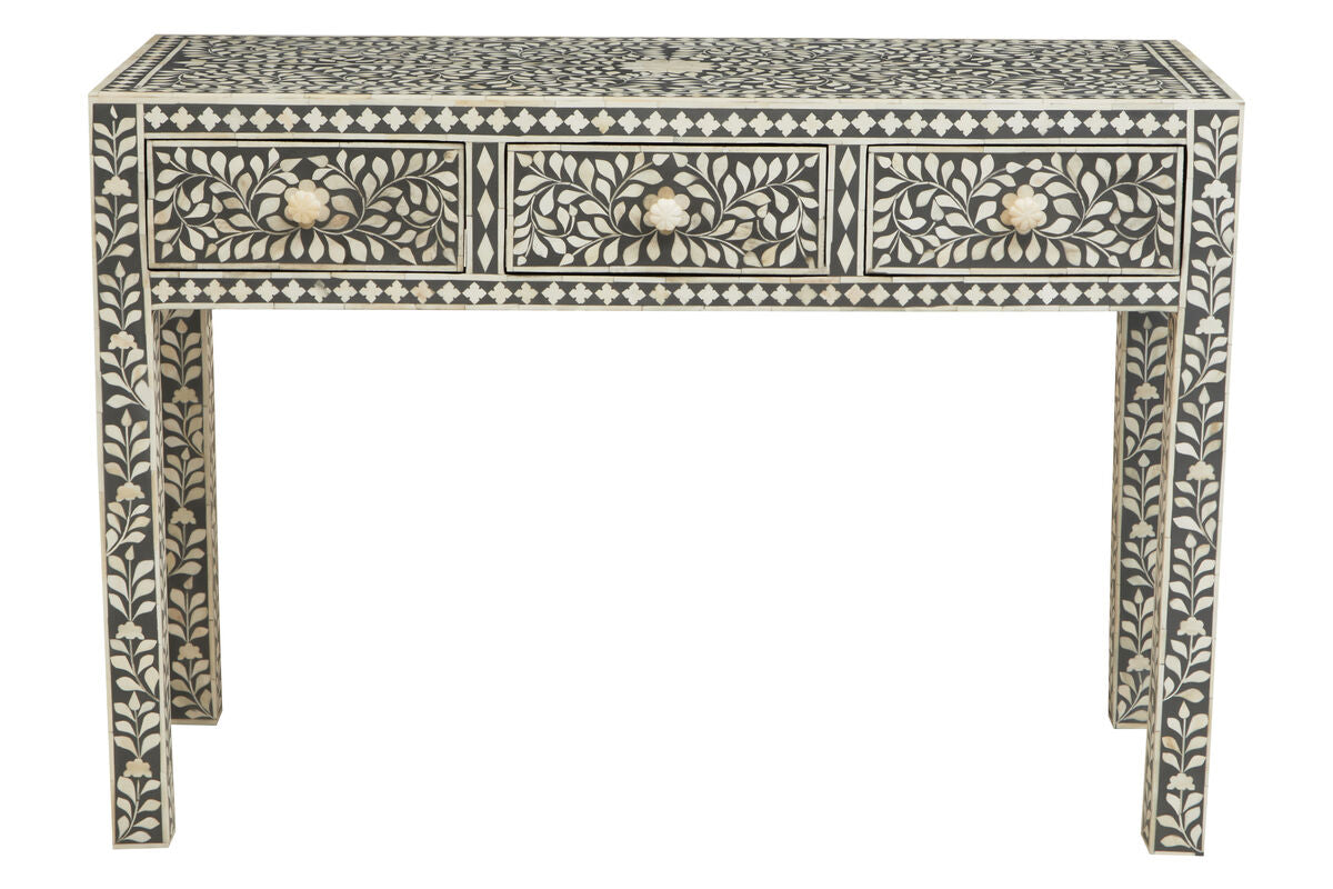 Fusion Bone Inlay Desk with 3 Drawers