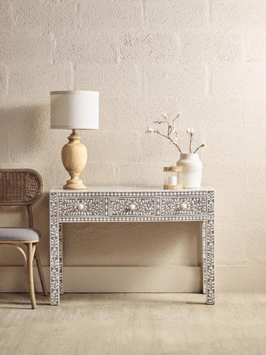 Fusion Bone Inlay Desk with 3 Drawers