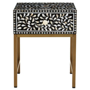 Fusion 1 Drawer Side Table with Bone Inlay