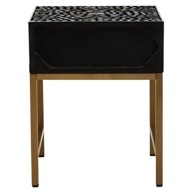 Fusion 1 Drawer Side Table with Bone Inlay