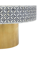 Fusion Round Bone Inlay Coffee Table With Gold Base