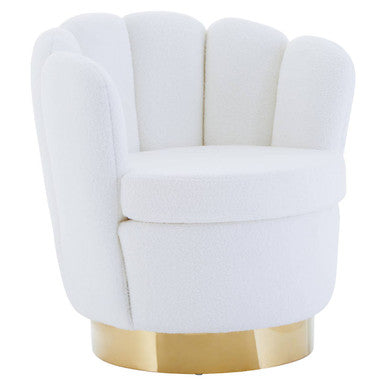 Biarritz Off White Boucle Scalloped Swivel Chair