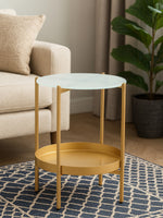 Pali Two Tier Glass And Iron Side Table