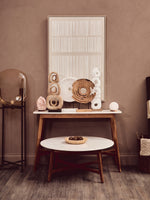 Myan Acacia Wood and White Marble Console Table