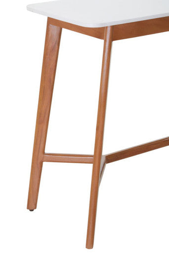 Myan Acacia Wood and White Marble Console Table