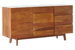 Myan 3 Drawer Acacia Wood White Marble Sideboard