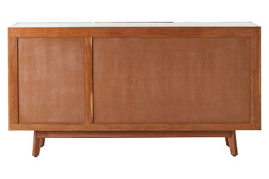 Myan 3 Drawer Acacia Wood White Marble Sideboard