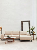 Myan Acacia Wood and White Marble Coffee Table