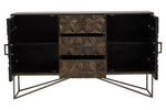 Solana Grey Washed Carved Mango Wood Sideboard