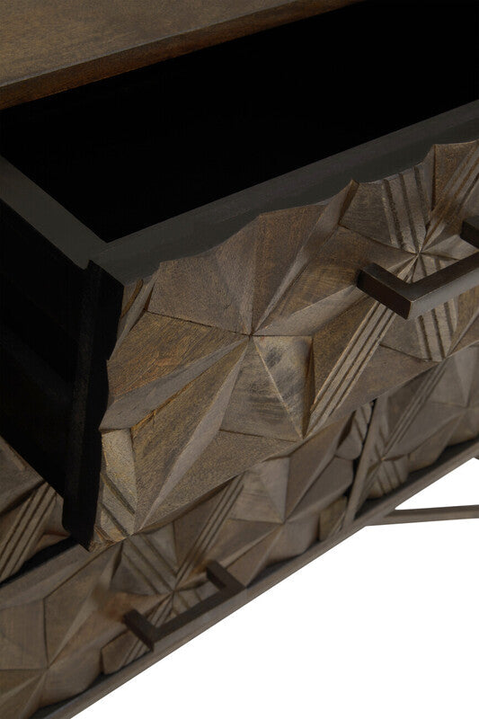 Solana Grey Washed Carved Mango Wood Sideboard