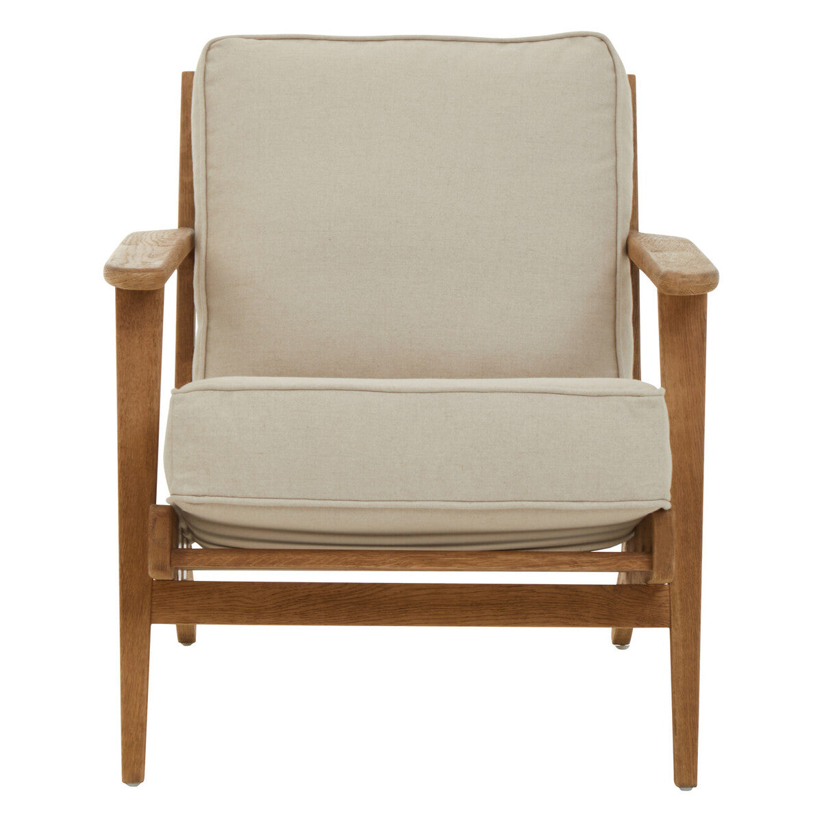 Hector Natural Linen and Oak Wood Armchair