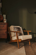 Hector Natural Linen and Oak Wood Armchair