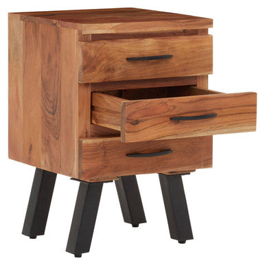 Nashik Three Drawer Acacia Side Table
