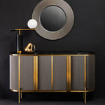 Dervio Grey Four Door Sideboard With Black Marble Top