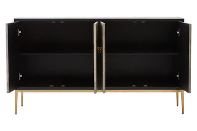 Deruta Grey Shagreen Effect 4 Door Sideboard
