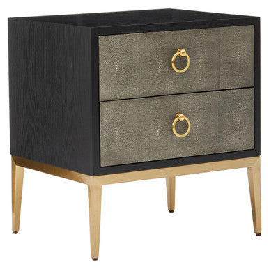 Deruta Two Drawer Grey Shagreen Effect Side Table