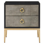 Deruta Two Drawer Grey Shagreen Effect Side Table