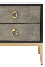 Deruta Two Drawer Grey Shagreen Effect Side Table