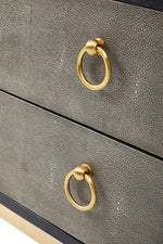 Deruta Two Drawer Grey Shagreen Effect Side Table