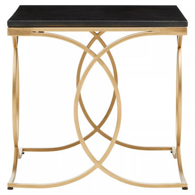 Kia Black Marble and Gold Side Table
