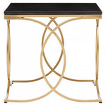 Kia Black Marble and Gold Side Table