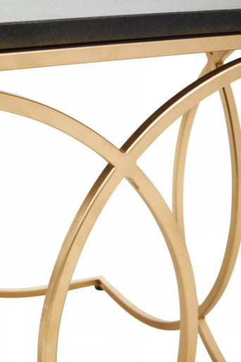 Kia Black Marble and Gold Side Table