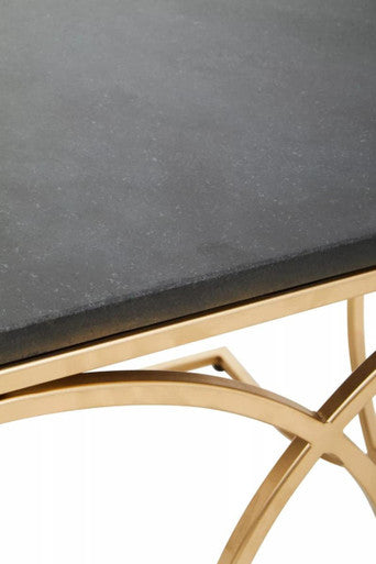 Kia Black Marble and Gold Side Table