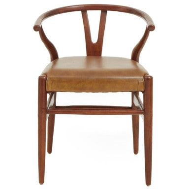 Kendari Tan Leather Wishbone Dining Chair