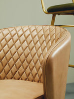 Buffalo Grey Leather Chair With Gold Finish Legs