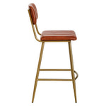 Buffalo Tan Leather Bar Chair With Gold Finish Frame