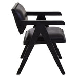 Buffalo Black Leather Chair With Wood Frame
