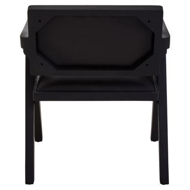 Buffalo Black Leather Chair With Wood Frame
