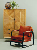 Buffalo Brown Leather Armchair With Black Iron Frame