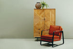 Buffalo Brown Leather Armchair With Black Iron Frame