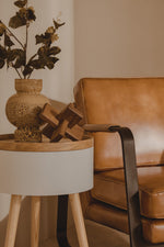 Buffalo Brown Leather Armchair With Black Iron Frame